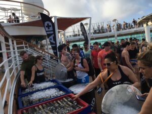 WOD ship charter -Deck party with FitAid signage