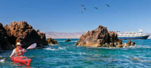 Kayaking in Sea of Cortez during Lindblad-National Geographic Baja Wellness expedition