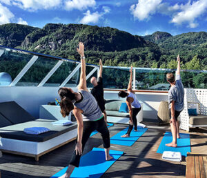 Yoga on deck during Crystal cruise