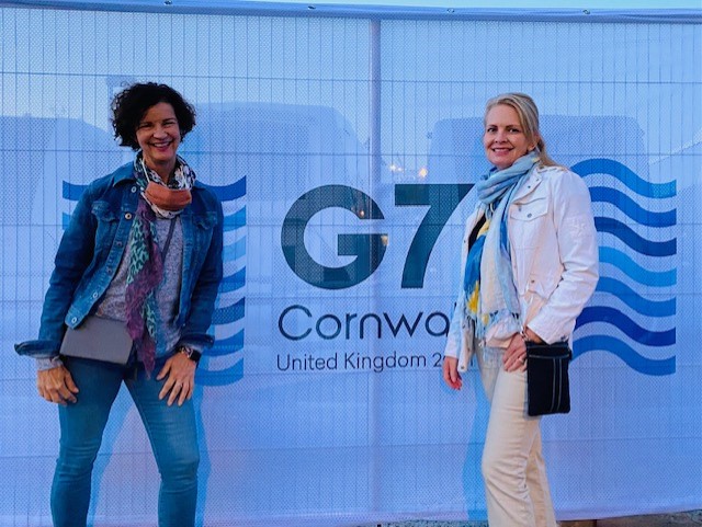Joyce Landry and Kelly Battles at the G7 Summit in Cornwall