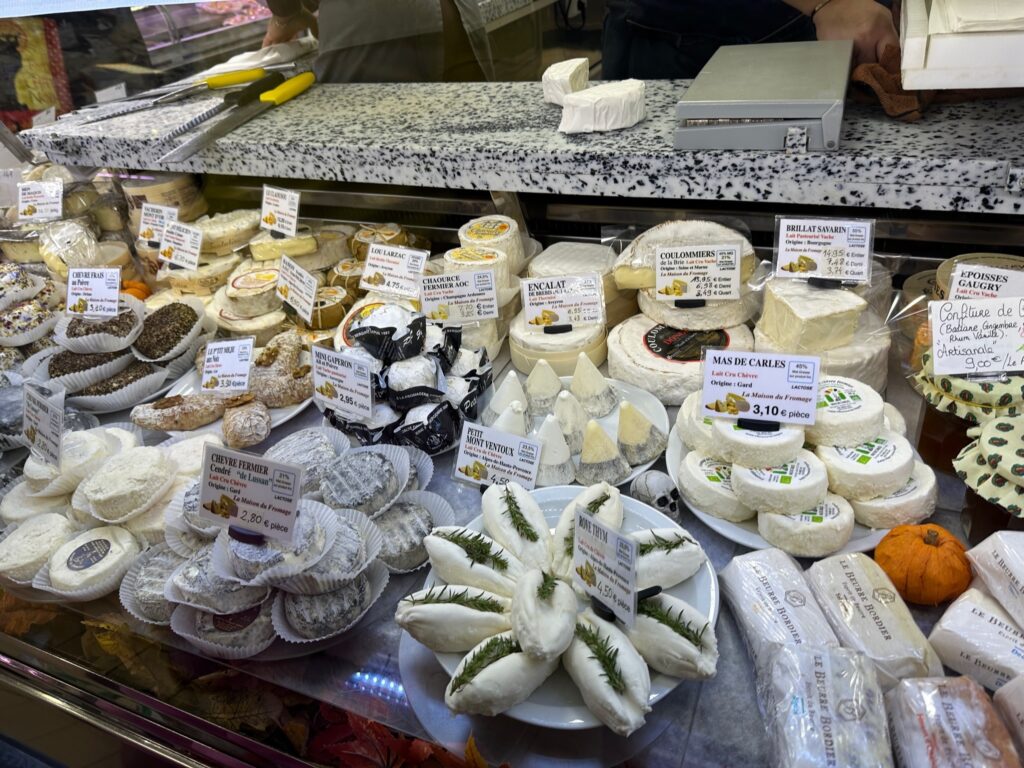 A visit to Les Halles at Avignon cheese market during AmaWaterways river cruise.