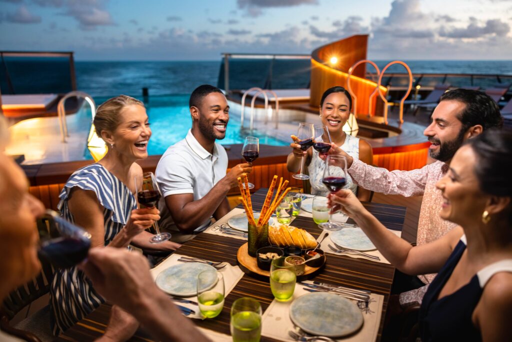 Seabourn Venture Dining on Deck during incentive cruise.