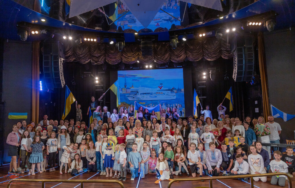 Ukrainian children's performance on their accommodation ship in Scotland.