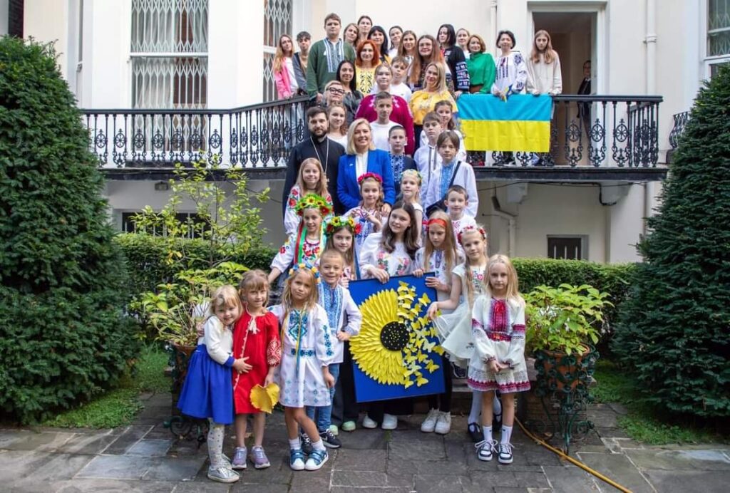 The Children's Choir, formed by Mission of Innocents, performed at the Ukrainian Embassy in London.